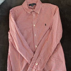 Polo by Ralph Lauren boys, size XL18–20,long sleeve, red/white button-down shirt